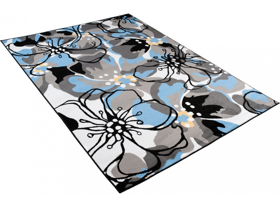 Kusový koberec MAYA Flowers - modrý/sivý