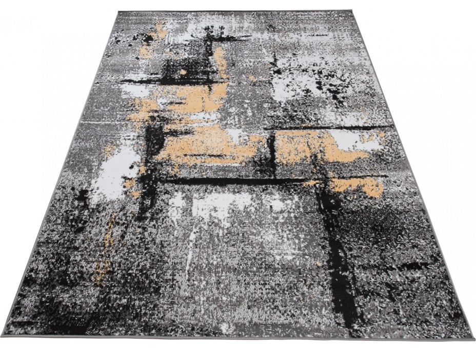 Kusový koberec MAYA Abstract - žlutý/šedý