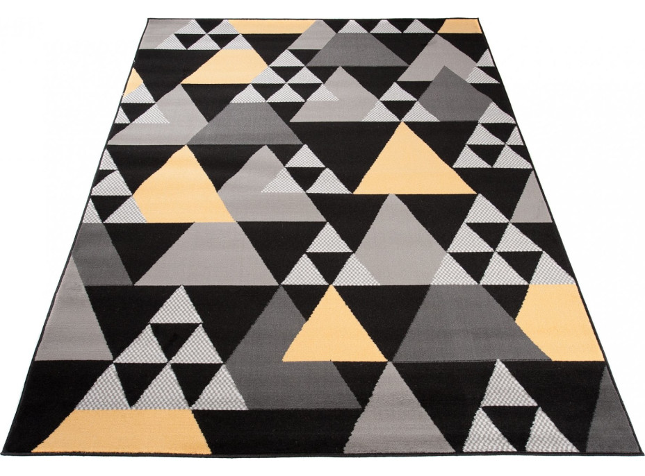 Kusový koberec MAYA Triangles - žlutý/šedý