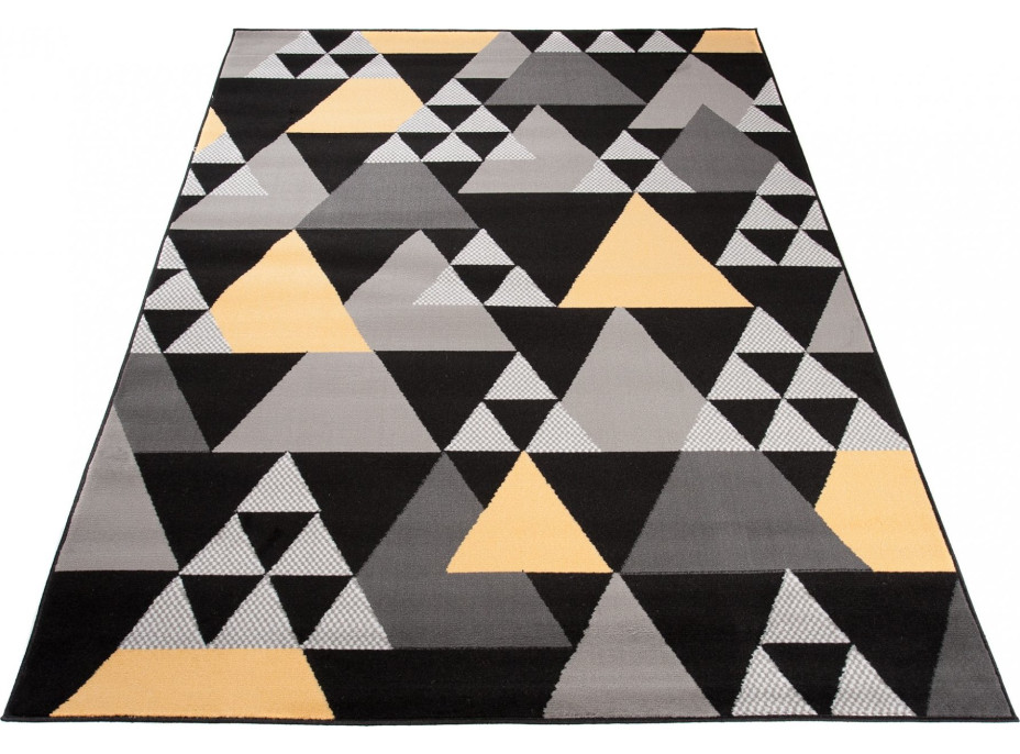 Kusový koberec MAYA Triangles - žltý/sivý