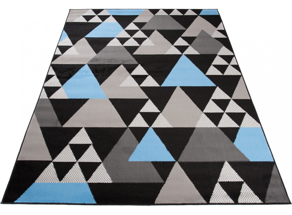 Kusový koberec MAYA Triangles - modrý/sivý