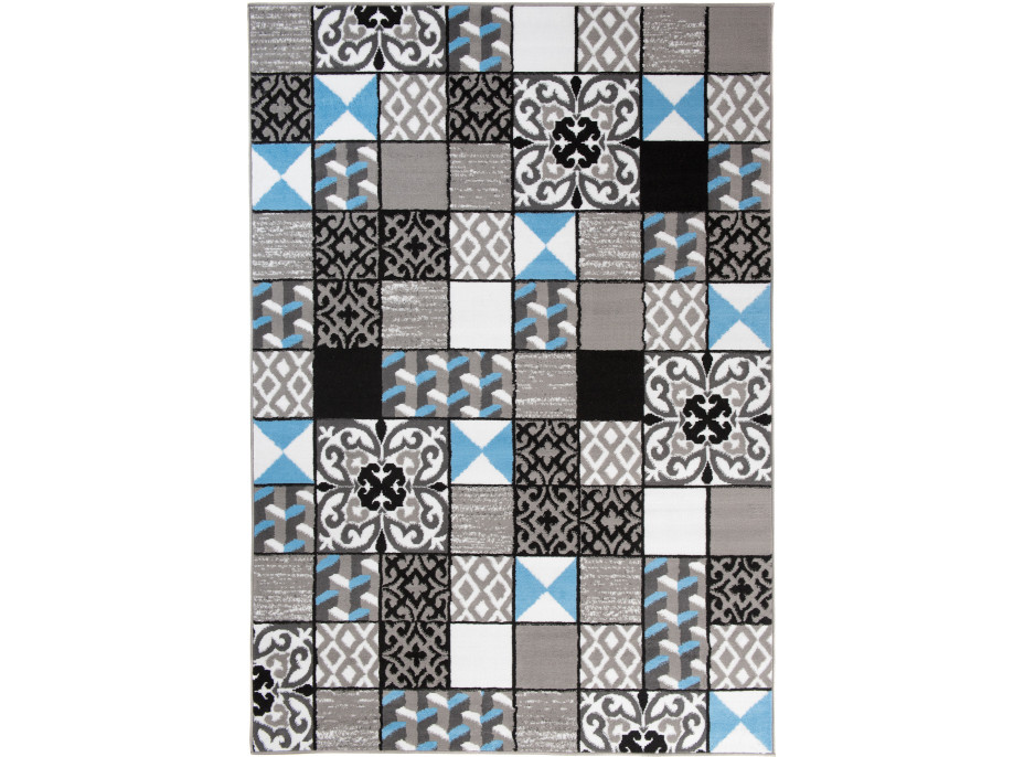 Kusový koberec MAYA Tiles - modrý/sivý