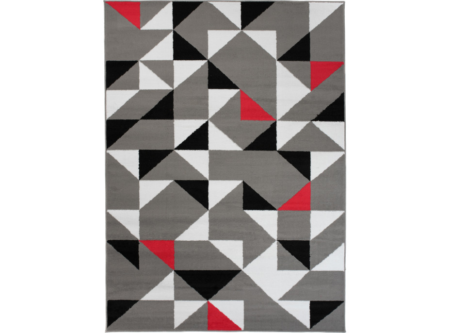 Kusový koberec MAYA Geometric - červený/sivý