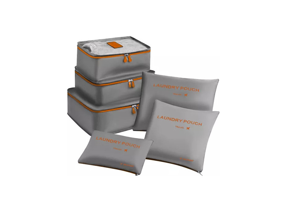 Súprava cestovných organizérov do kufra - 6 ks - šedá