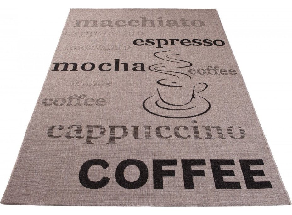 Sisalový PP koberec COFFEE - svetlo hnedý / čierny