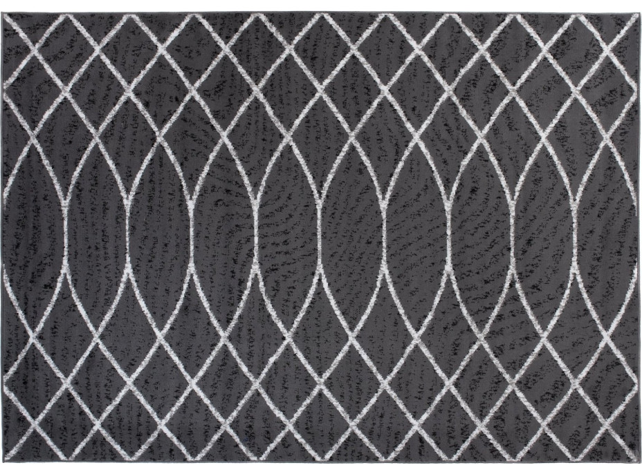 Kusový koberec BALI Waves - tmavo šedý/biely