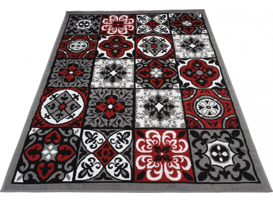 Kusový koberec BALI Tiles - tmavo šedý/červený
