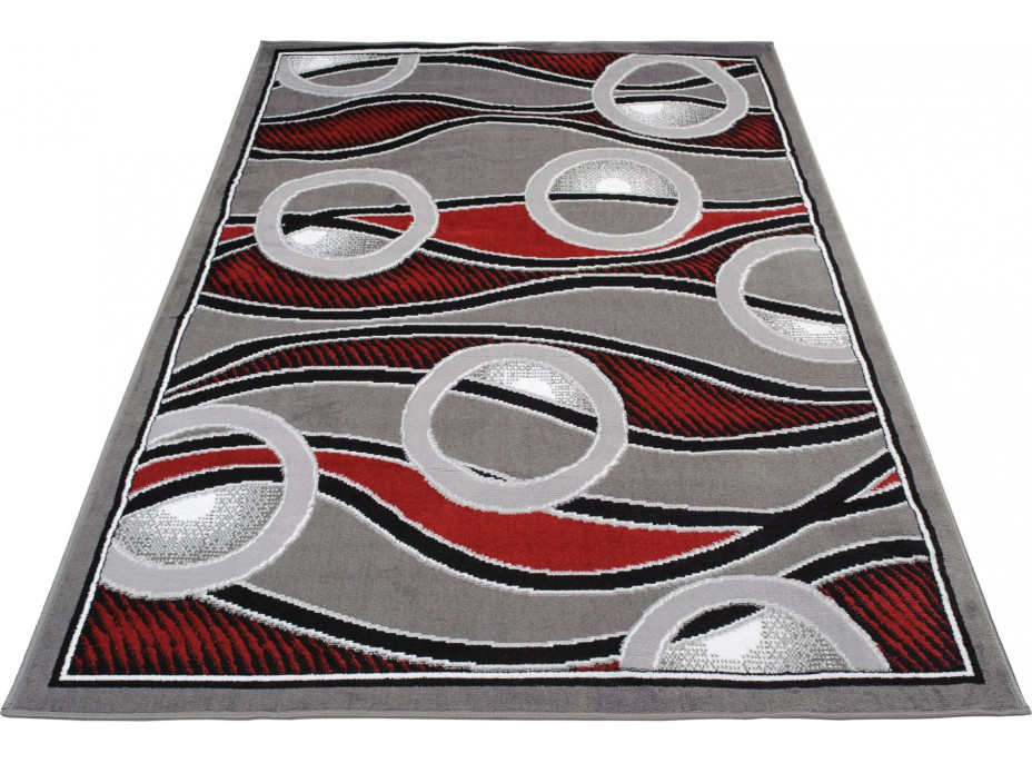 Kusový koberec BALI Bubbles - tmavo šedý/červený