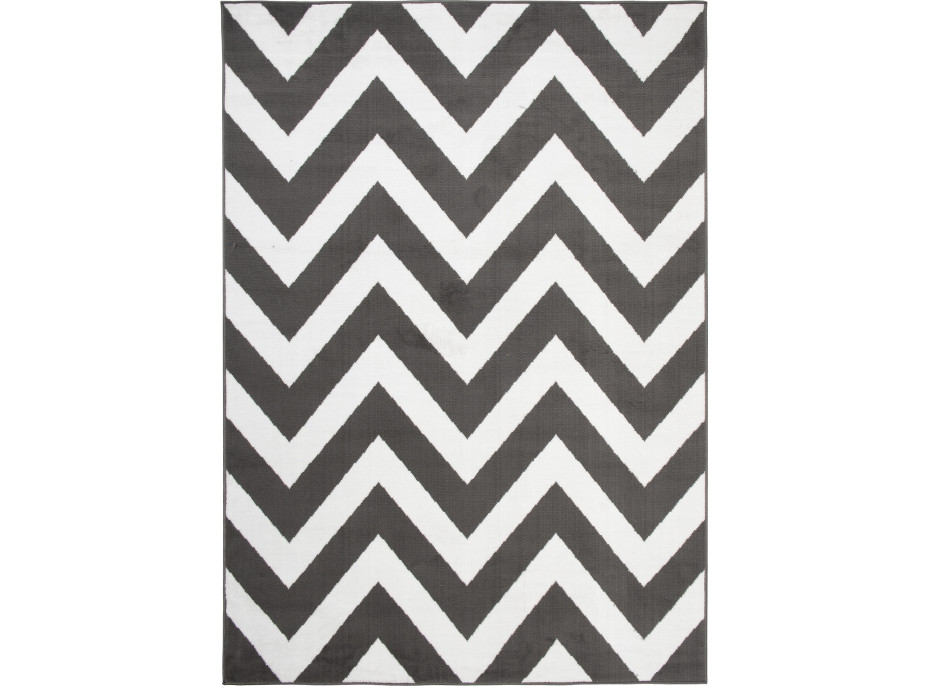 Kusový koberec BALI Zig zag - tmavo šedý/biely