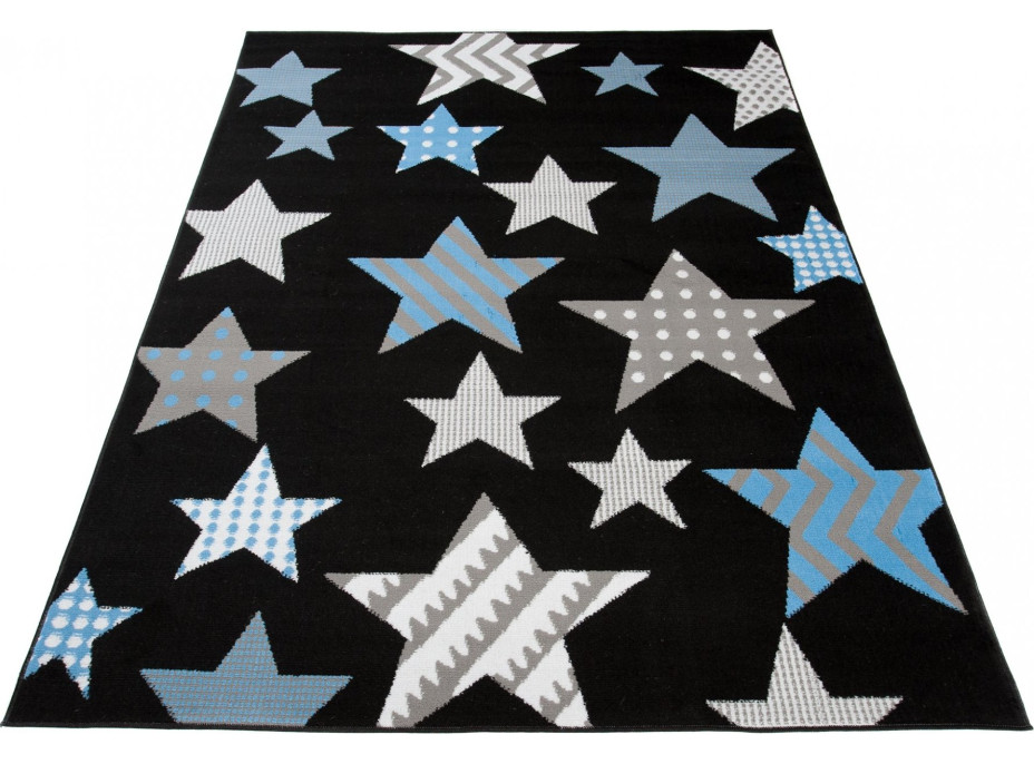 Kusový koberec BALI Hviezdičky - modrý/čierny