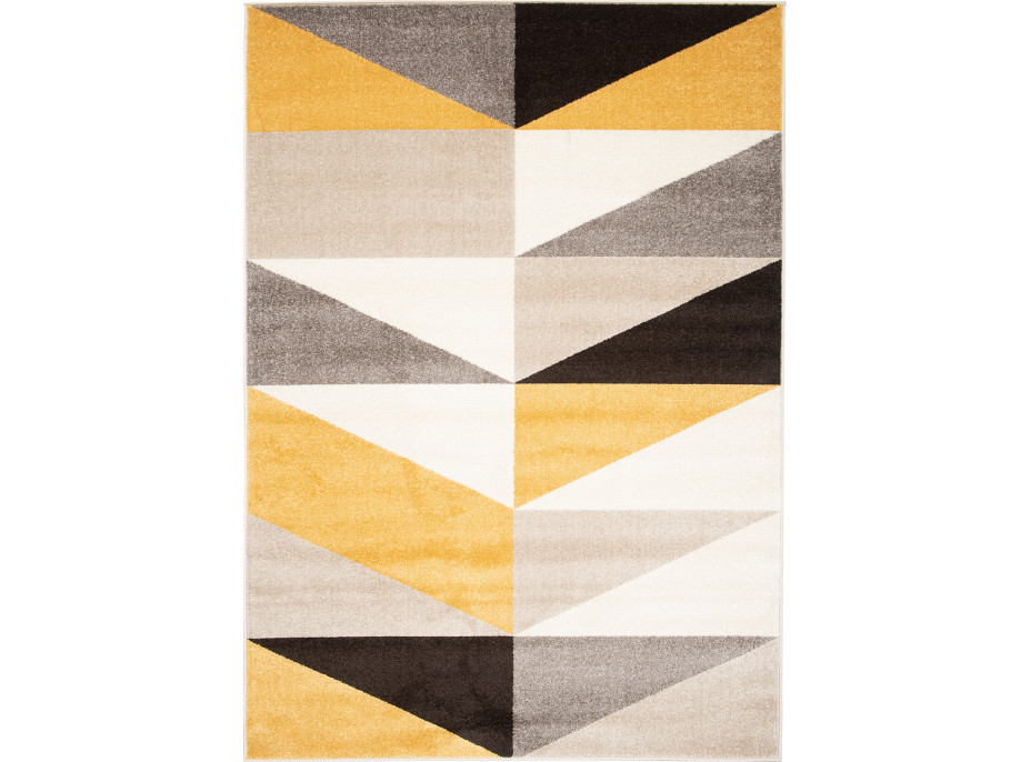 Kusový koberec FIESTA Trojuholníky - žltý/sivý