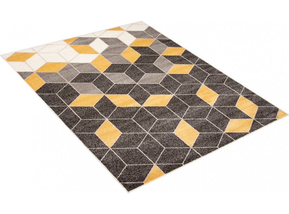 Kusový koberec FIESTA Cubes - žltý/sivý