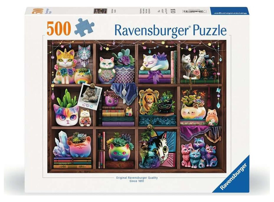 RAVENSBURGER Puzzle Mačky a sukulenty 500 dielikov