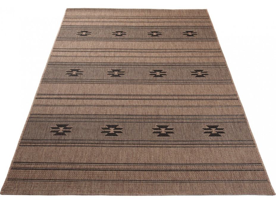 Sisalový PP koberec FOLK - hnedý/čierny