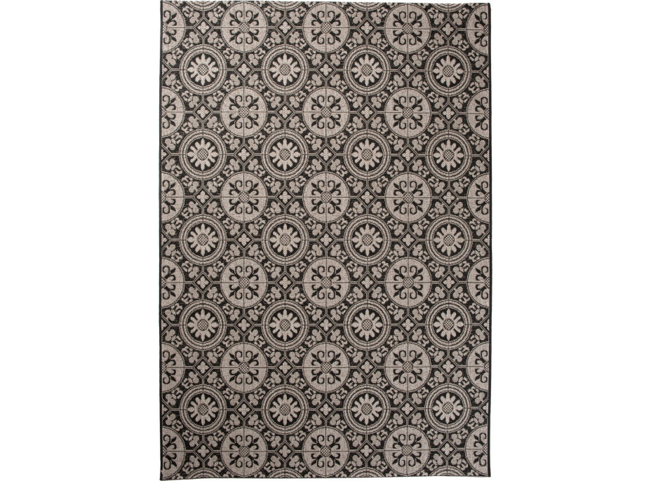 Sisalový PP koberec ORNAMENT - čierny/sivý