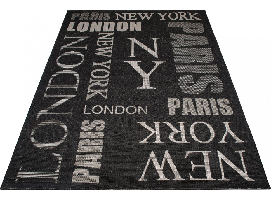 Sisalový PP koberec NY - čierny/strieborný