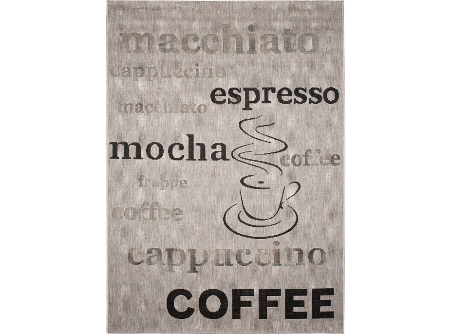 Sisalový PP koberec COFFEE - sivý/čierny