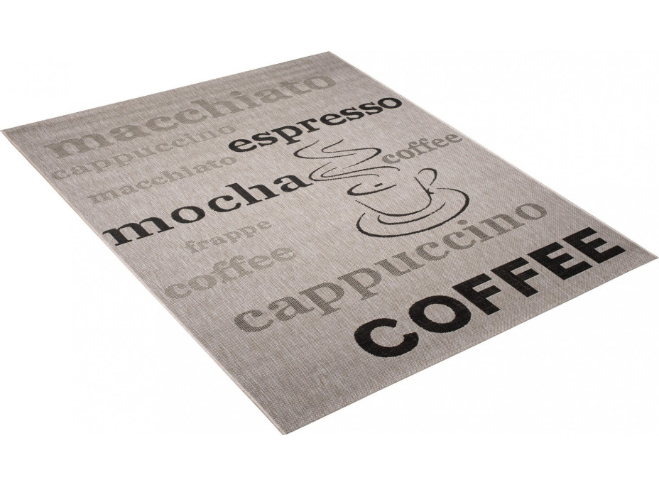 Sisalový PP koberec COFFEE - sivý/čierny