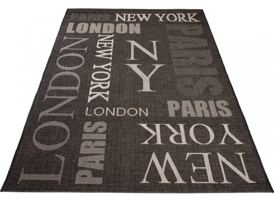 Sisalový PP koberec NY - čierny/sivý