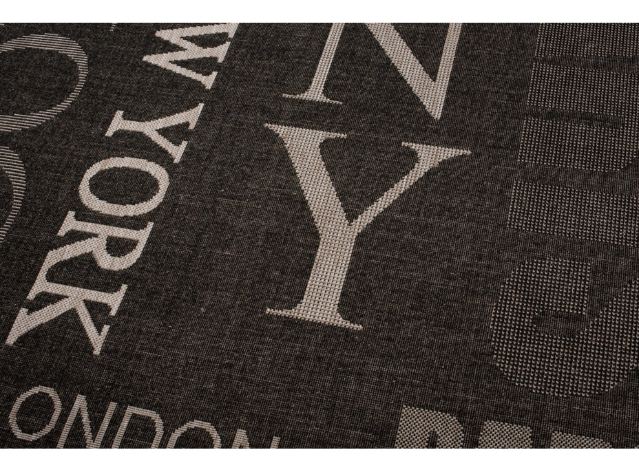 Sisalový PP koberec NY - čierny/sivý