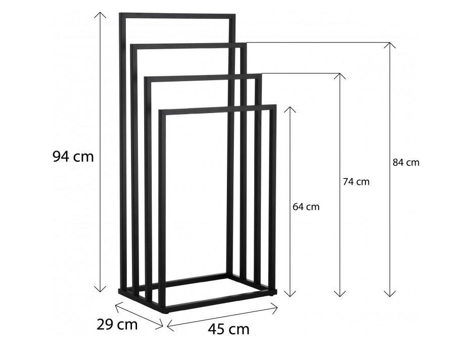 Stojan na uteráky - 4 ramenný - čierny