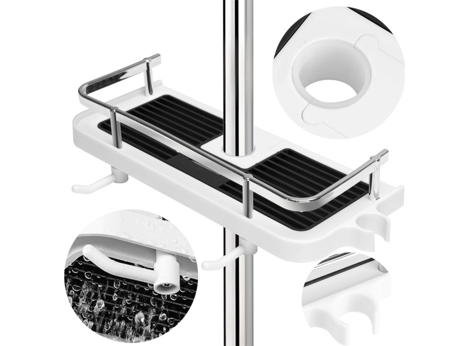 Kúpeľňová polička na sprchovú tyč LIBRE - biela / čierna