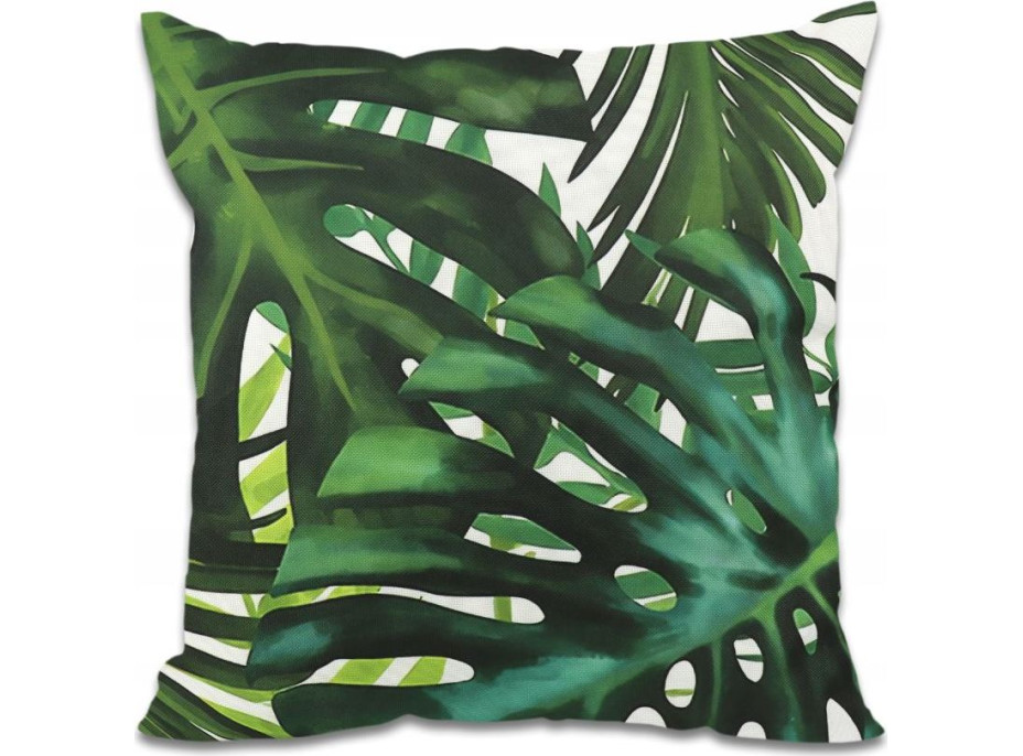 Vodeodolná obliečka na vankúš BOTANIC Monstera 45x45 cm - zelená