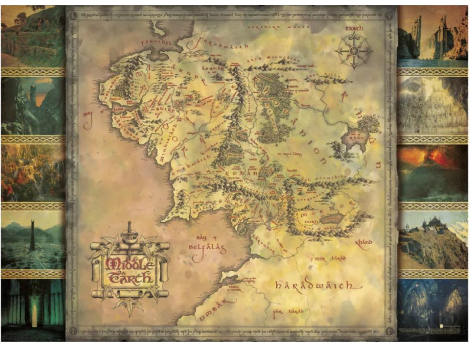 AQUARIUS Puzzle Pán Prsteňov: Mapa Stredozeme 1000 dielikov