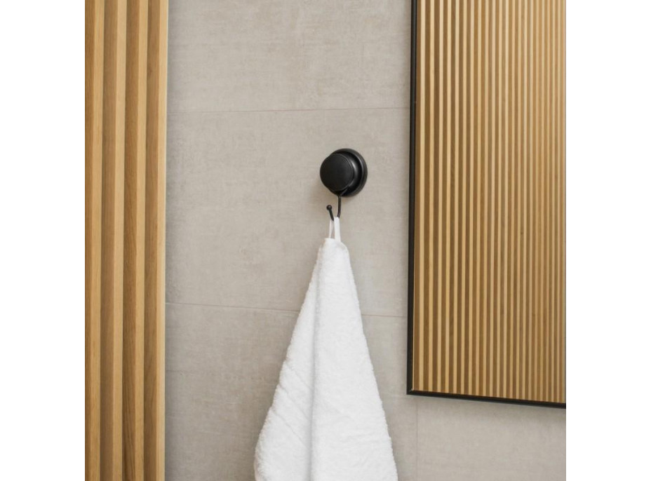 Kúpeľňový vešiak na uteráky GABINA s prísavkou - čierny matný