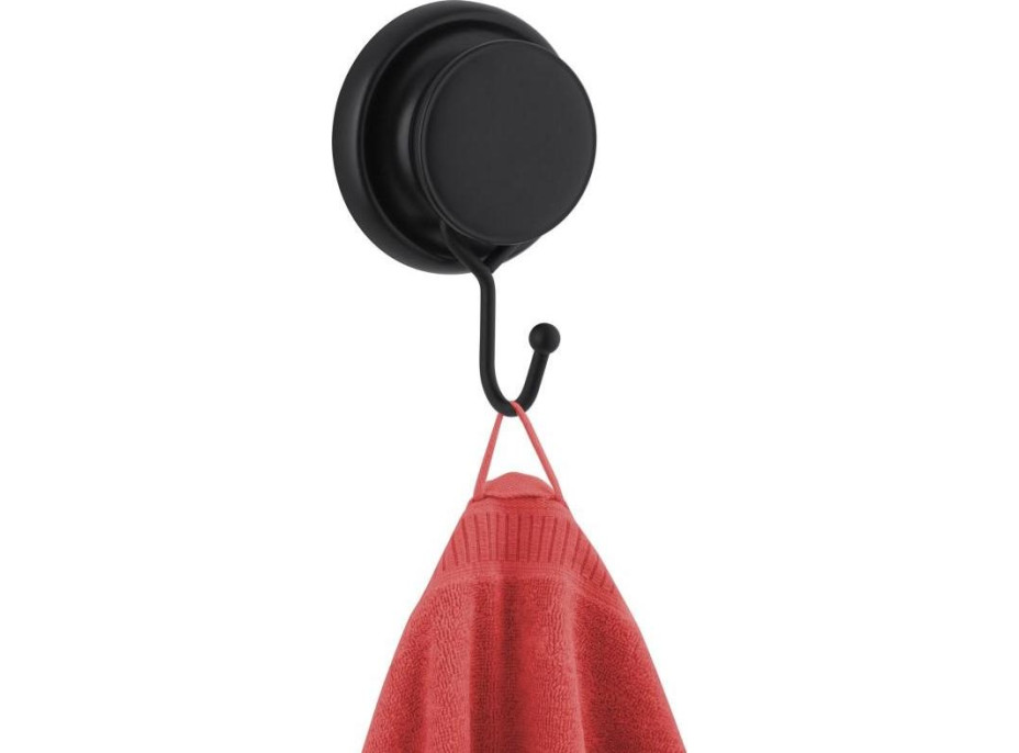 Kúpeľňový vešiak na uteráky GABINA s prísavkou - čierny matný