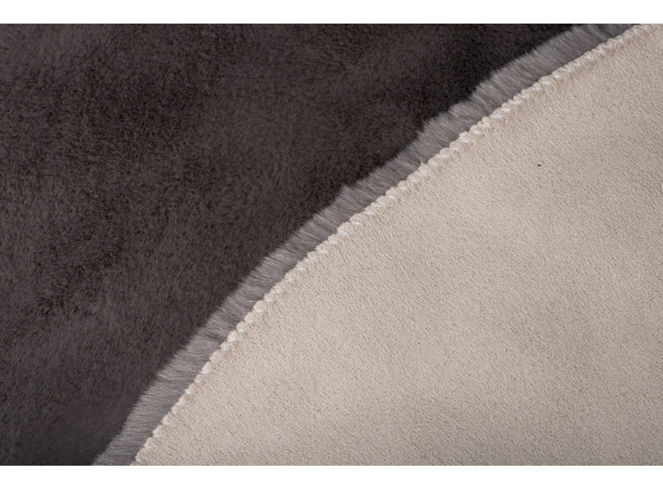 Kusový okrúhly koberec RABBIT FUR - imitácia králičej kožušiny - tmavo šedý
