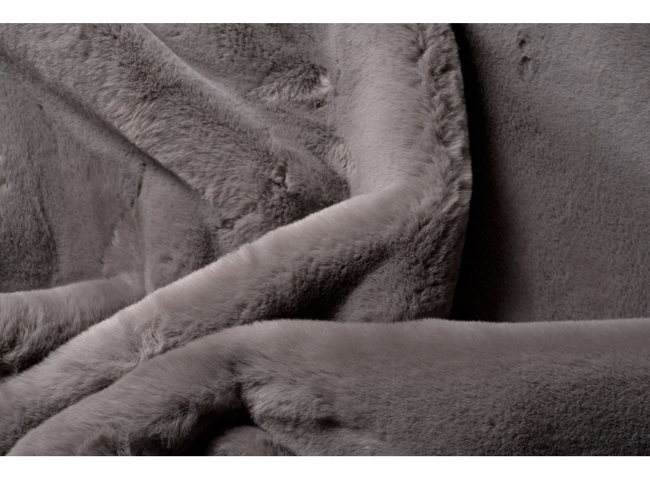 Kusový okrúhly koberec RABBIT FUR - imitácia králičej kožušiny - tmavo šedý