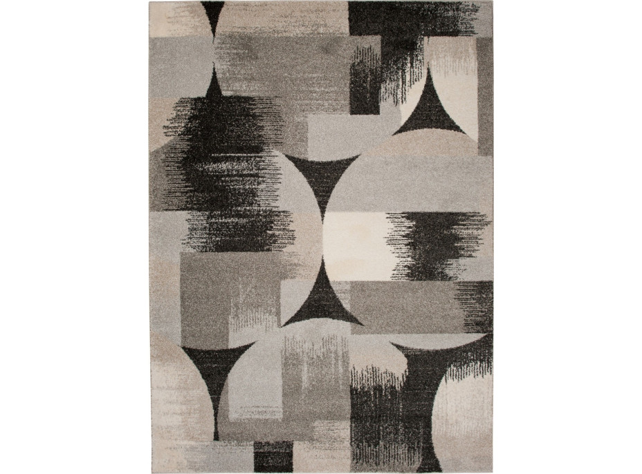 Kusový koberec RASTA Circles - sivý/čierny