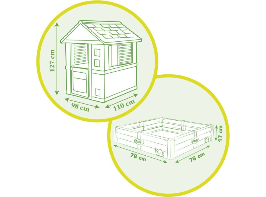 SMOBY Záhradný domček s pieskoviskom/záhradkou