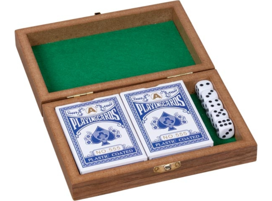 GOKI Hracie karty a kocky v drevenej krabičke