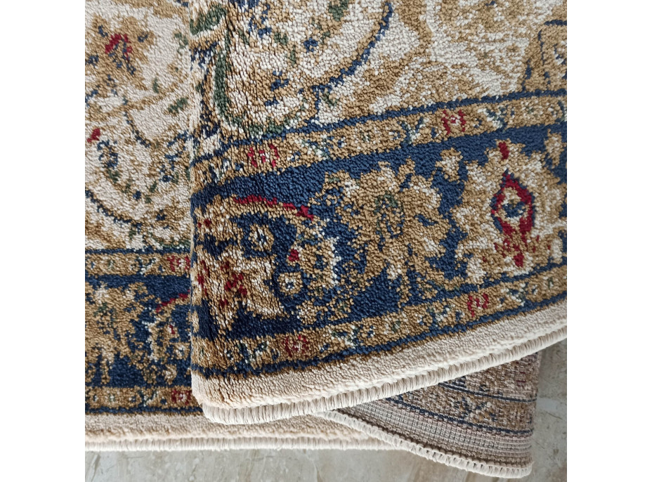 Behúň NOBLE ornament - krémový/tmavomodrý