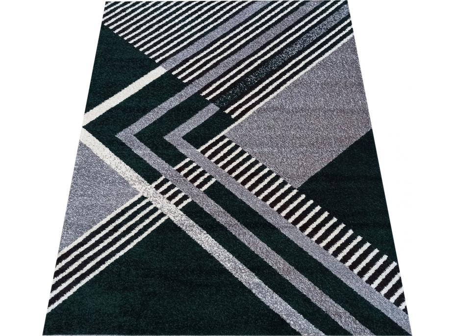 Kusový koberec WAVE geometria - tmavo zelený/sivý