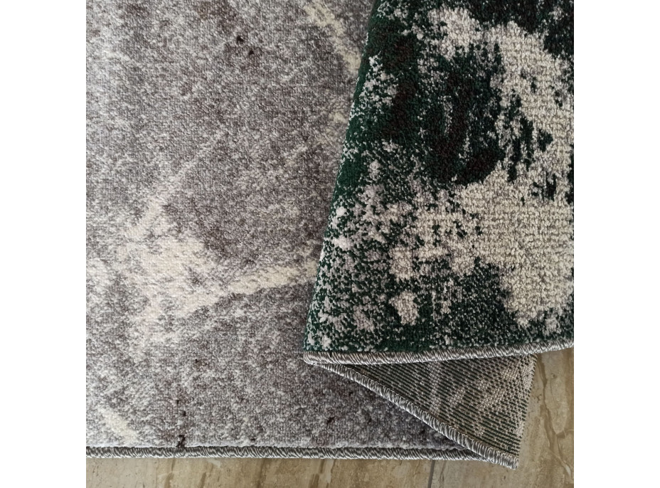 Kusový koberec WAVE wood - tmavo zelený/sivý