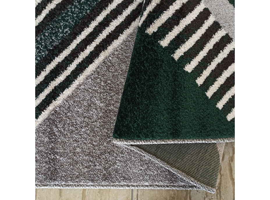 Kusový koberec WAVE geometria - tmavo zelený/sivý