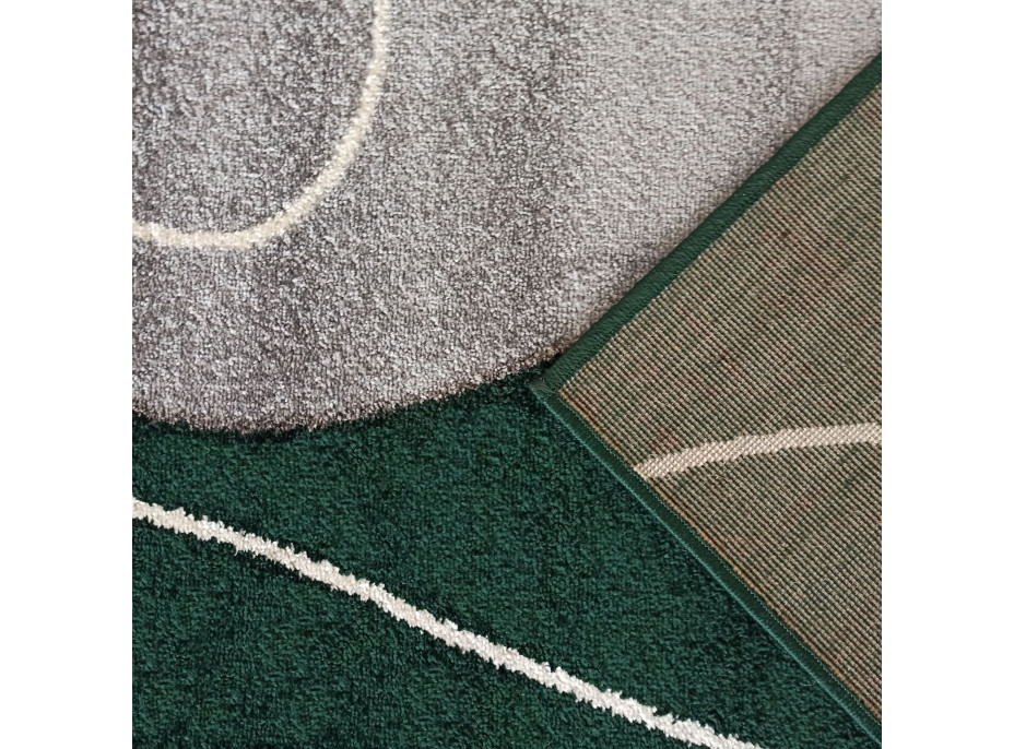 Kusový koberec WAVE modern - tmavo zelený/sivý