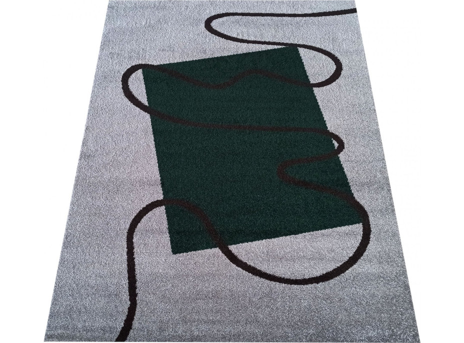 Kusový koberec WAVE thread - tmavo zelený/sivý