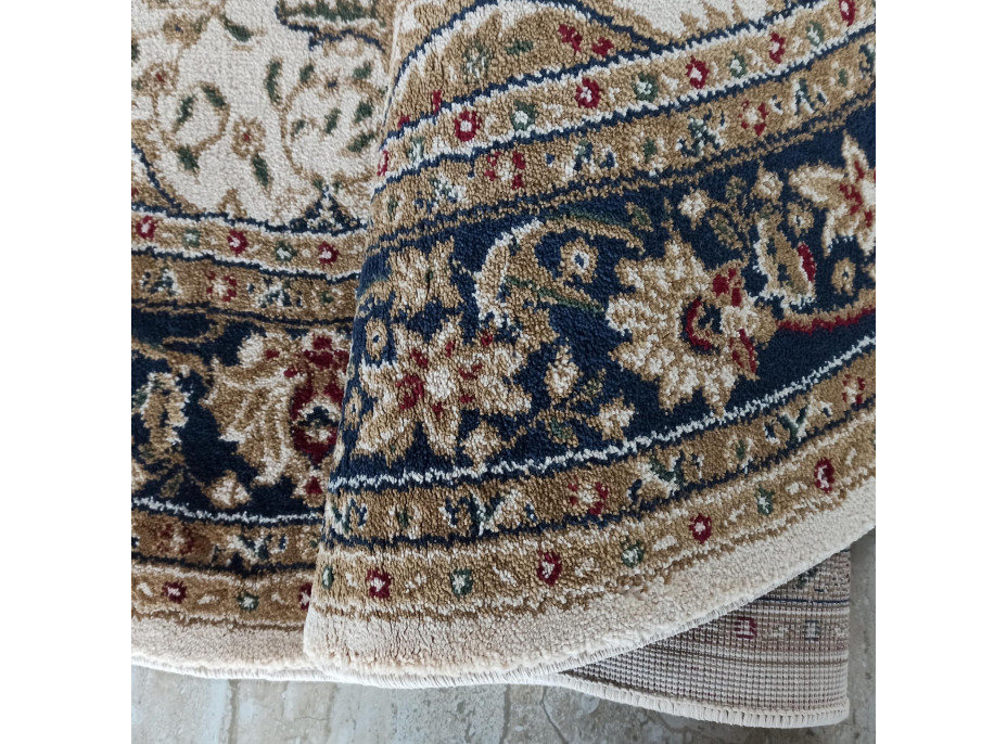Kusový koberec NOBLE ornament oval - krémový/tmavomodrý