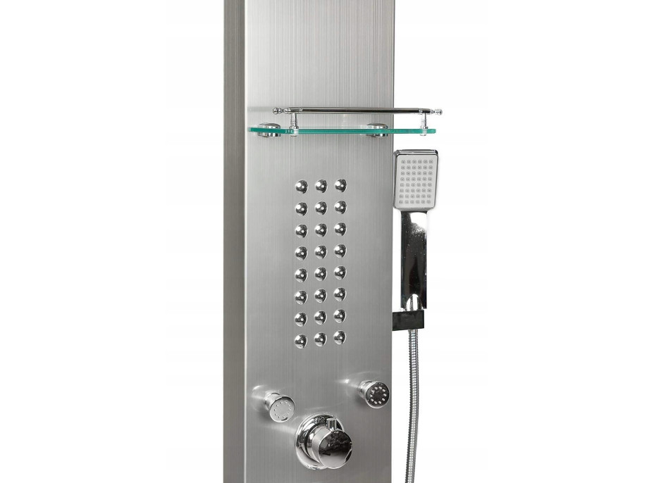 Sprchový panel CASCADA 5v1 - s termostatom a výtokom do vane - inox