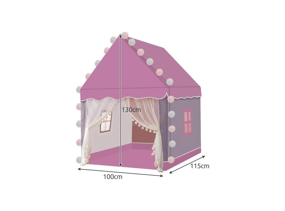 Detský stan s LED svetielkami - ružový