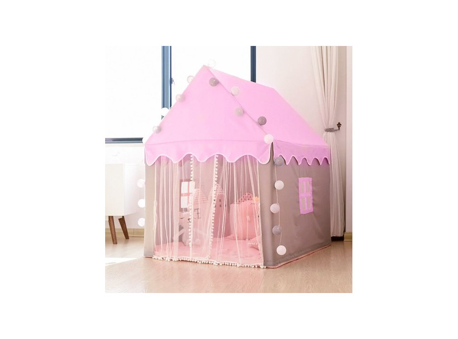 Detský stan s LED svetielkami - ružový