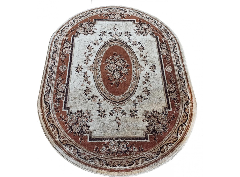 Kusový koberec NOBLE rosette oval - krémový/hnedý