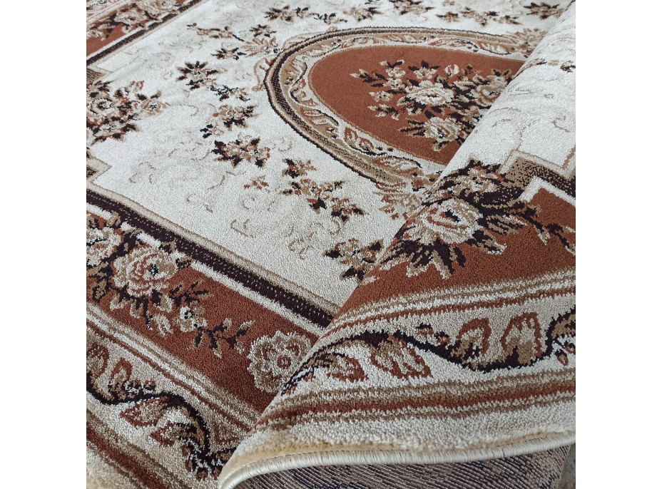 Kusový koberec NOBLE rosette oval - krémový/hnedý