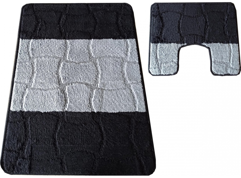 Súprava kúpeľňových predložiek s výrezom TÁŇA XL - tiles - čierna