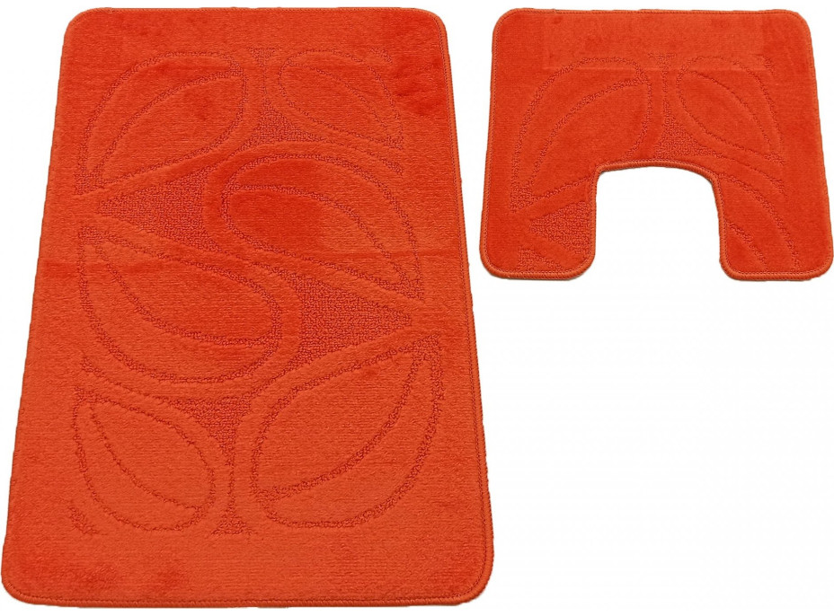 Súprava kúpeľňových predložiek s výrezom TÁŇA - flóra - oranžová