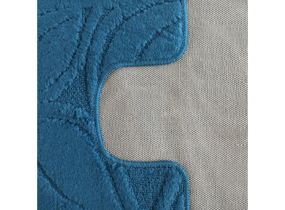 Súprava kúpeľňových predložiek s výrezom TÁŇA - flóra - tmavo modrá